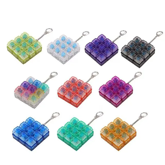 Transparent 9-Key Fidget Keyboard Keychain — Non-light wholesale product