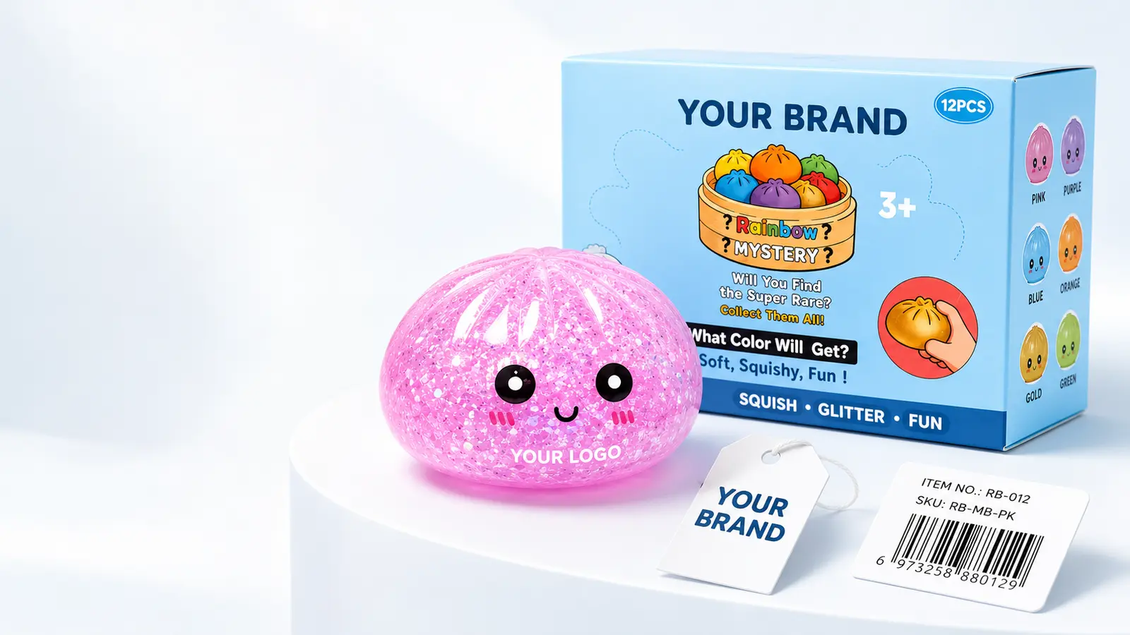 Custom retail packaging options for wholesale squishy toys