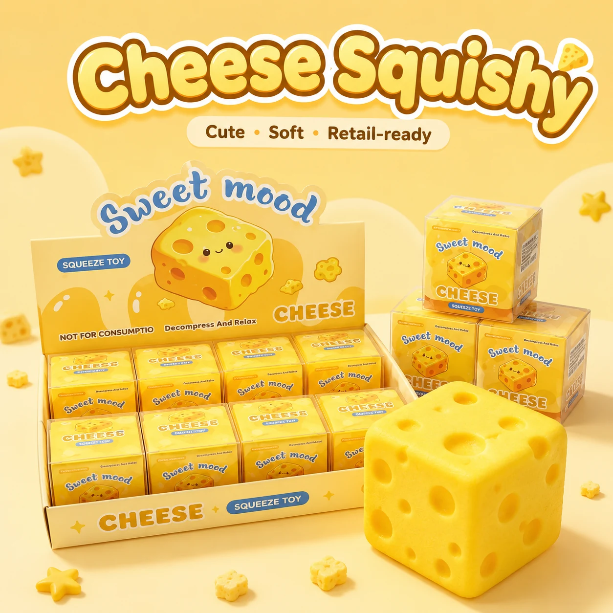 Squishy toy display box example for wholesale retail planning