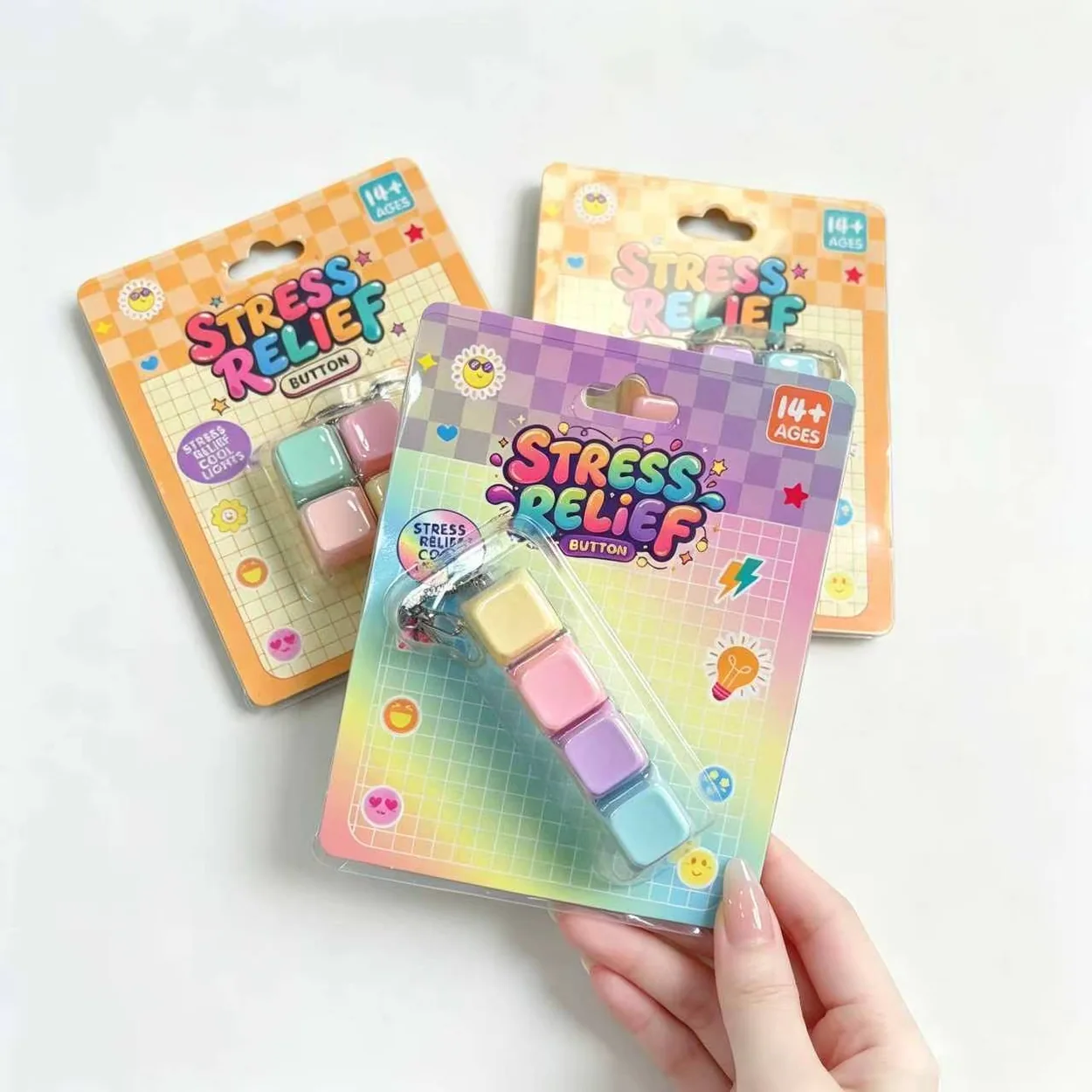 Retail Card 4-Key Fidget Keyboard Keychain catalog reference