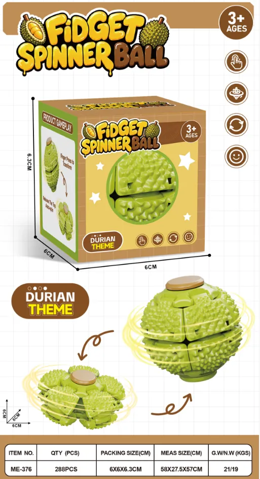 Durian-theme push spinner ball ME-376 in color box