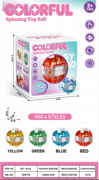 Colorful light-up push spinner ball ME-385 for wholesale display review