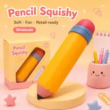 Pencil-shaped squishy toy for stationery and lifestyle retail